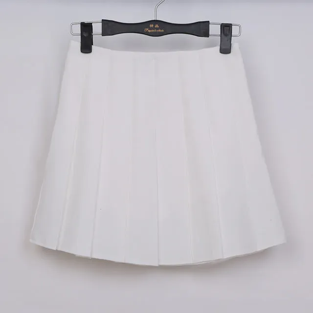 2017 High Waist Lolita Denim Pleated skirts Harajuku girls A-line Mini Sailor Skirt Large Size Japanese school uniform Skirts