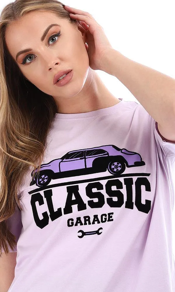 94876 "Classic Garage" Slip On Cotton T-Shirt - Lilac