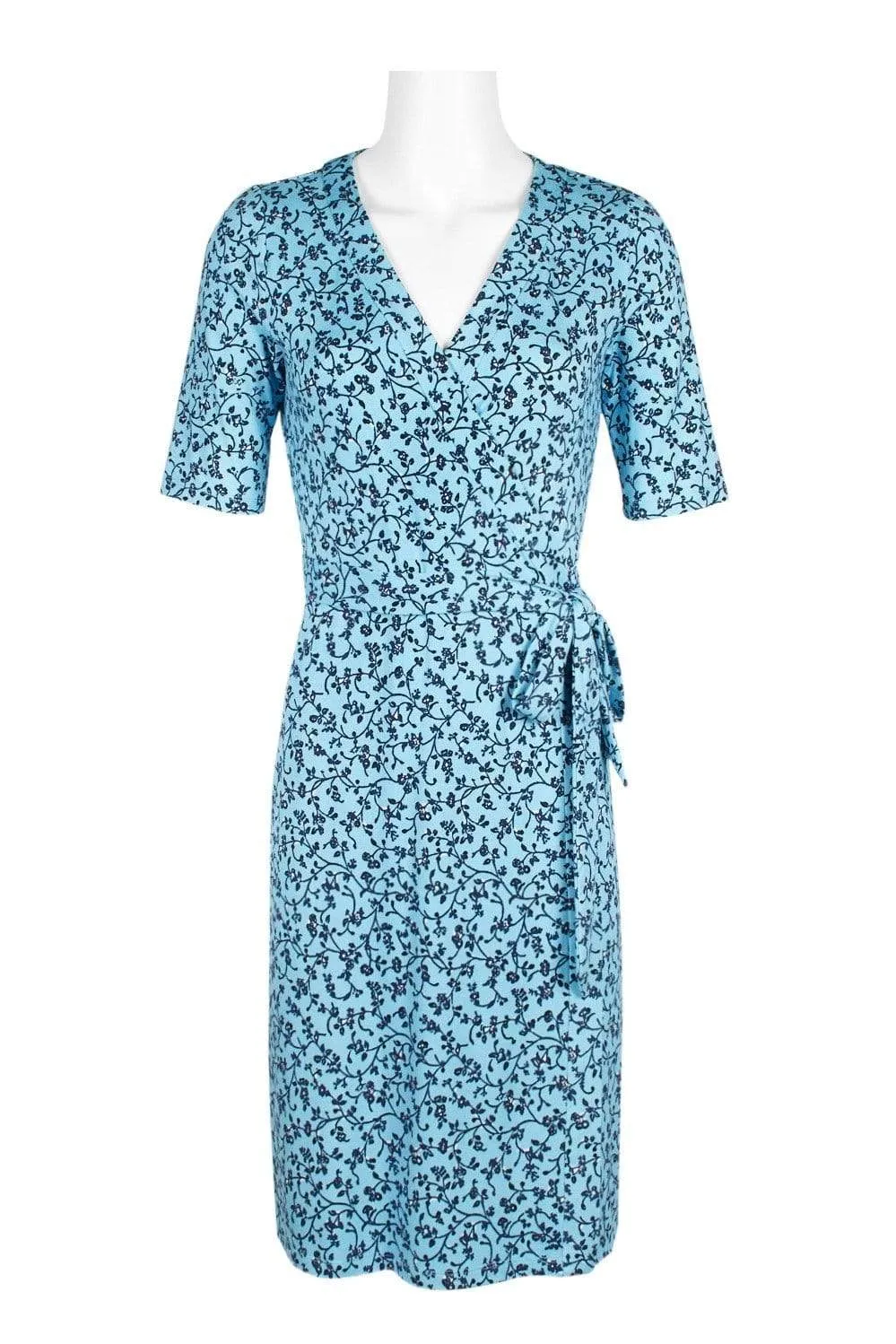 Adrianna Papell - AP1D103458 Floral Print V-neck Wrap Sheath Dress