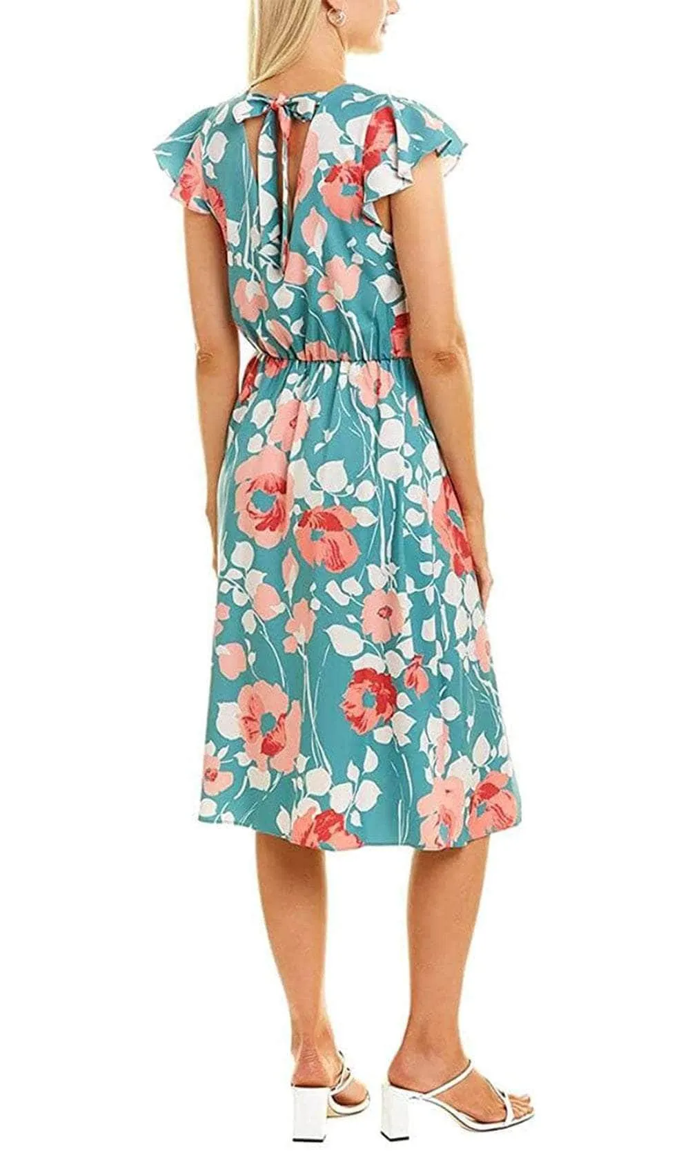 Adrianna Papell AP1D104148 - Floral Cap Sleeved Midi Dress