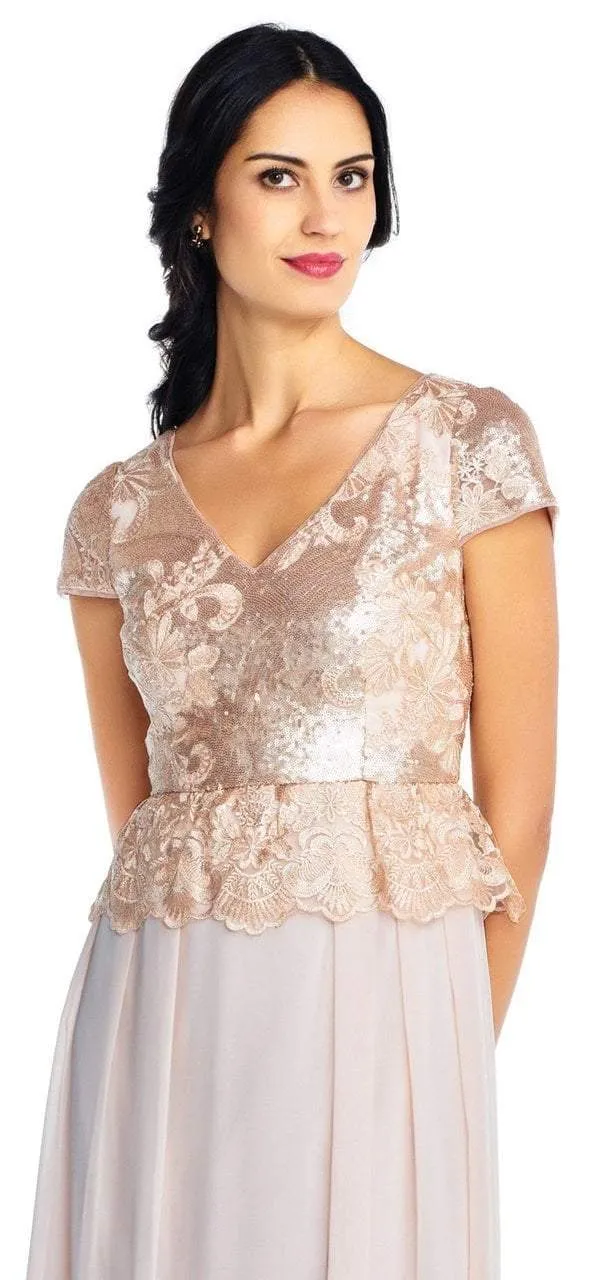 Adrianna Papell - AP1E203408 Embroidered and Sequined Chiffon Dress