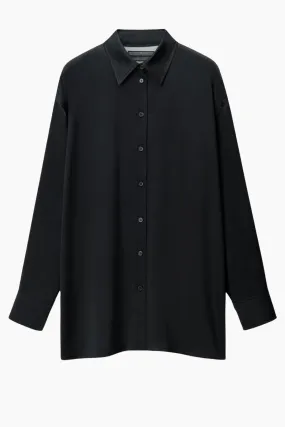 Alexander Wang Oversized Silk Shirt with Logo Cut Out - Black