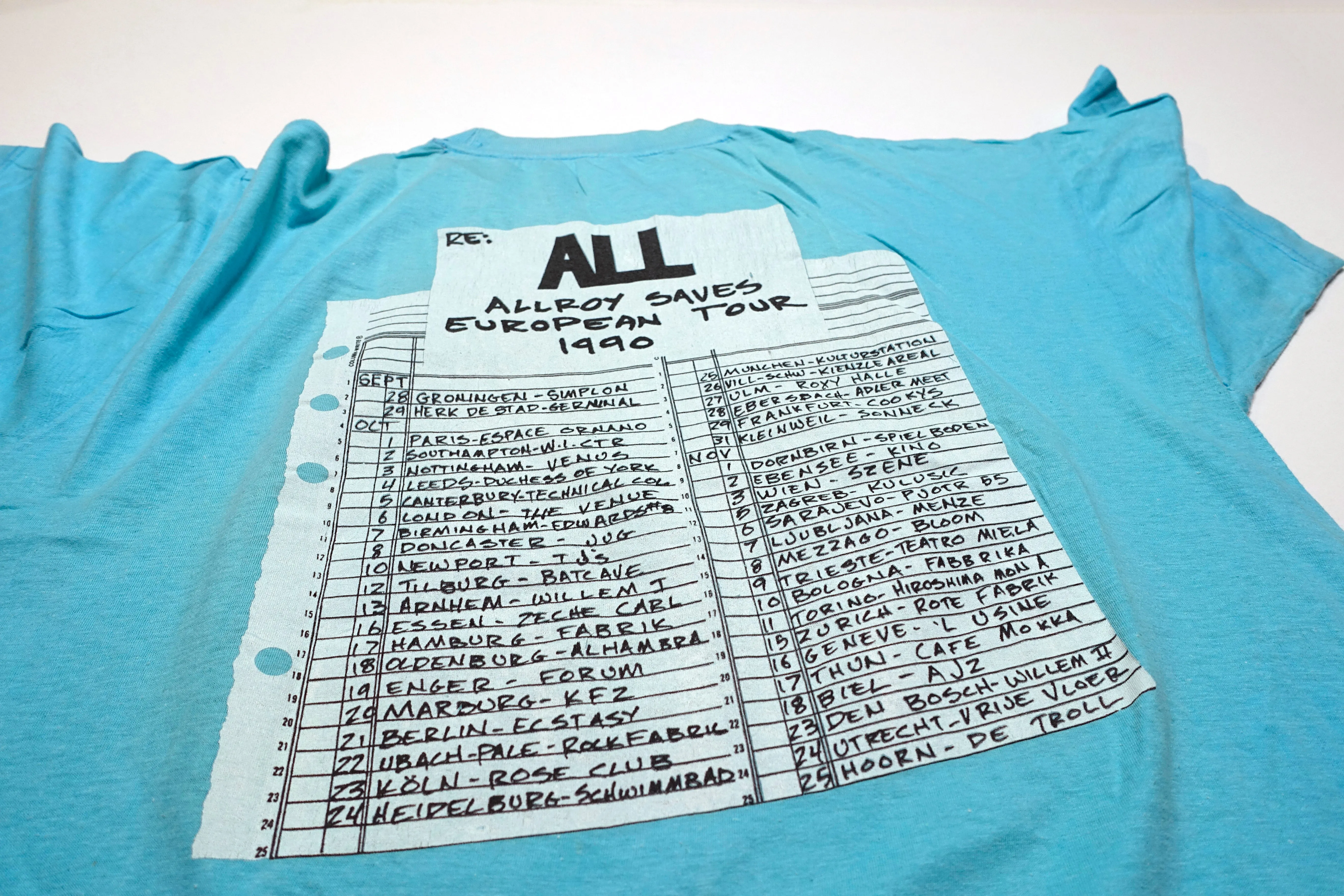 ALL - Allroy Saves European 1990 Tour Shirt Size Large