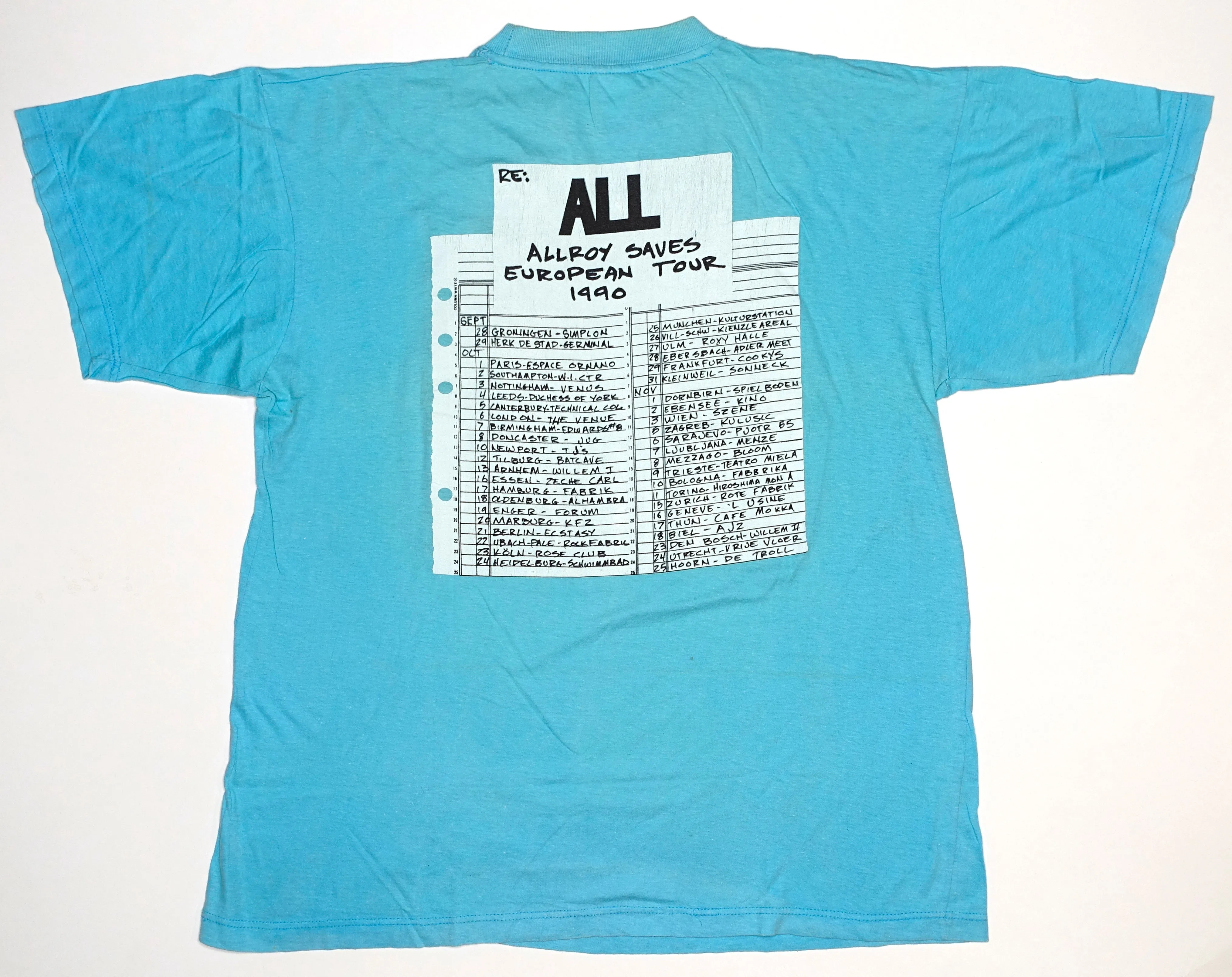 ALL - Allroy Saves European 1990 Tour Shirt Size Large