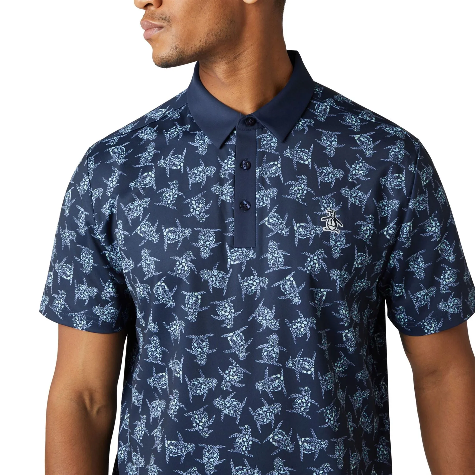 All-Over 60s Floral Pete Print Polo Black Iris - SS24