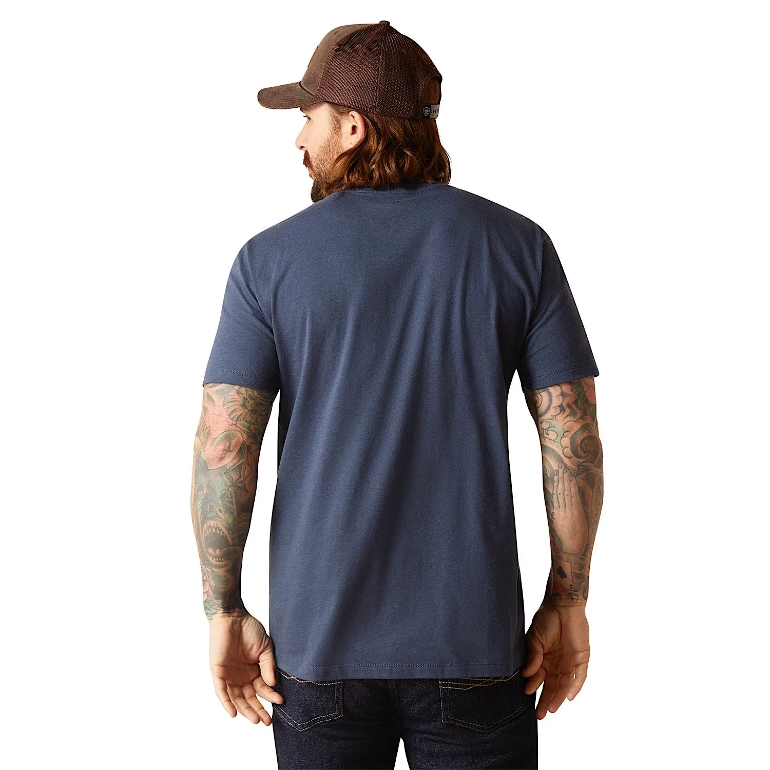 ARIAT Mens USA Banner Shield S/S Tee Navy Heather