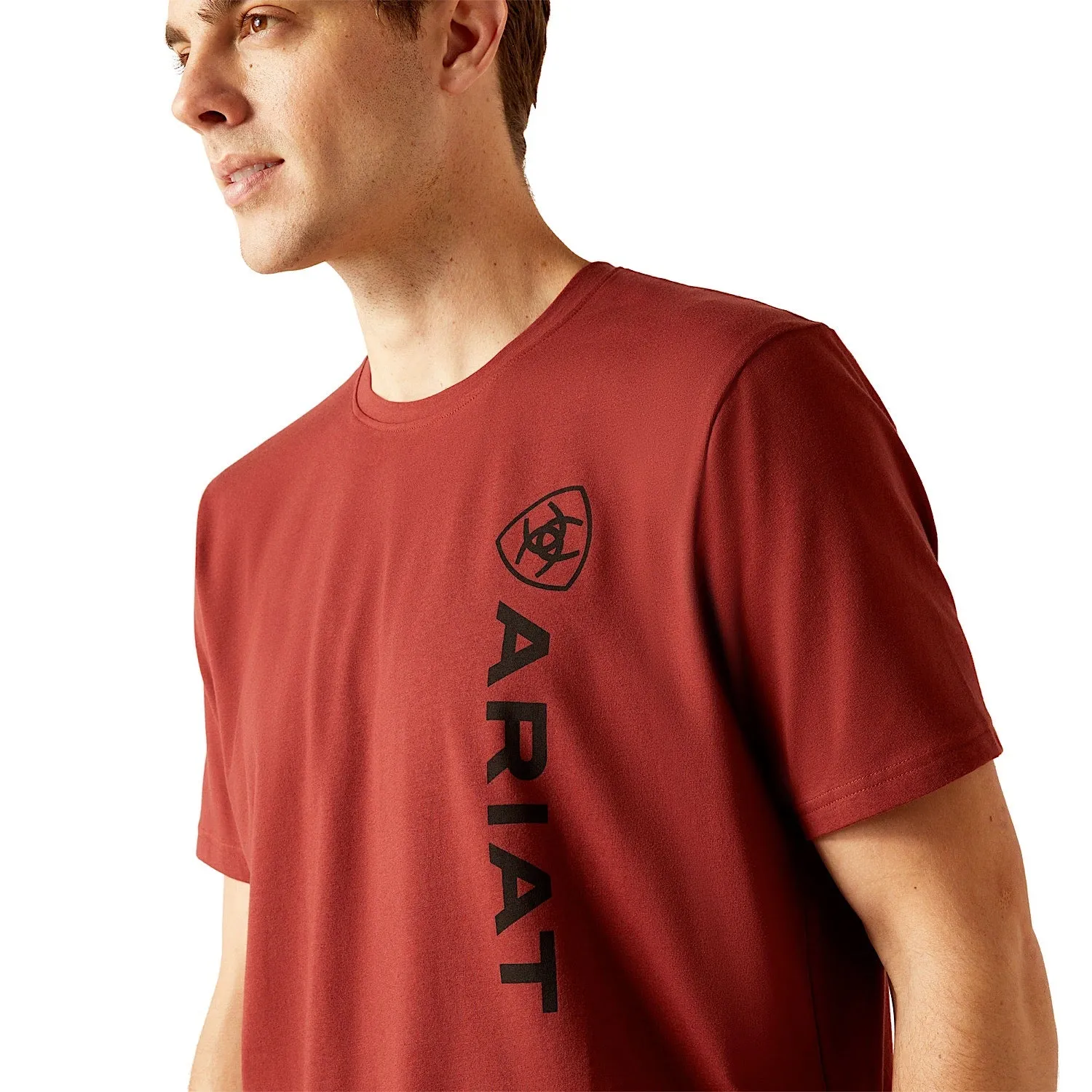 ARIAT Mens Vertical Logo S/S Tee Fired Brick