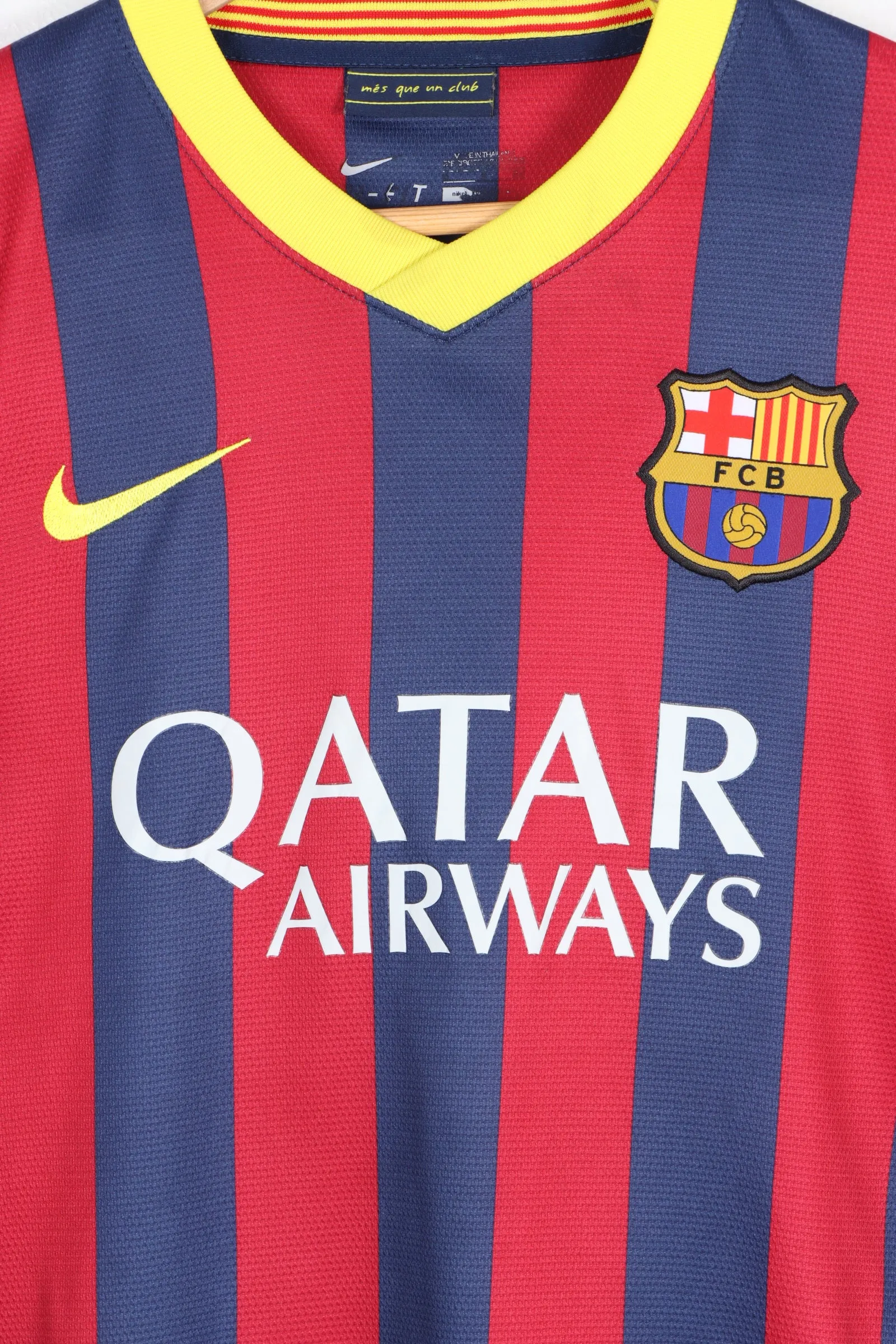 Barcelona #11 Neymar Jr 2013/2014 NIKE Home Long Sleeve Soccer Jersey (S)