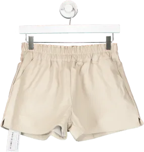 Beige Sports Luxe Faux Leather Shorts UK 10