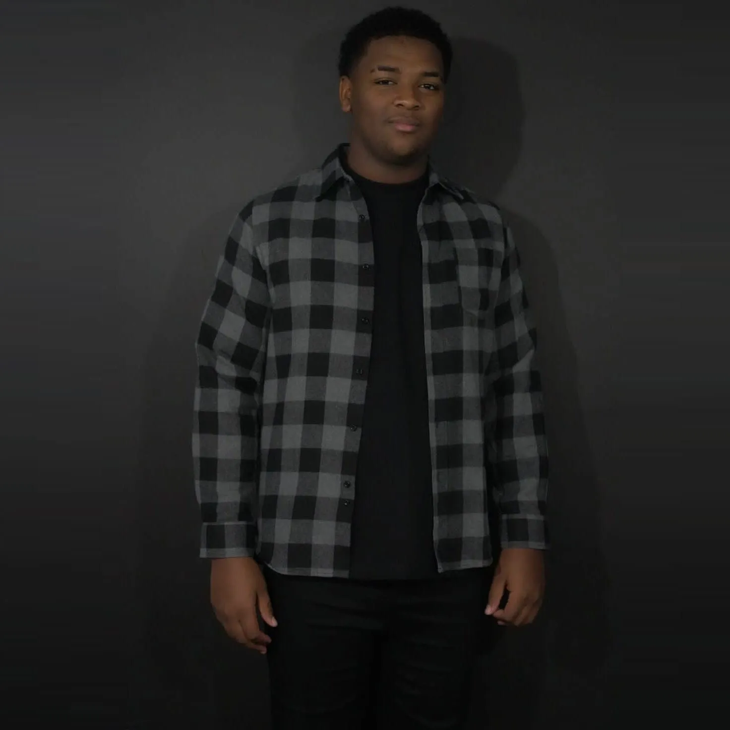 Black and Grey Flannel Long Sleeve Shirt