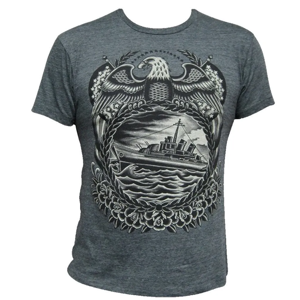 Black Market Art Mens Battleship T Shirt Charcoal Heather Grey