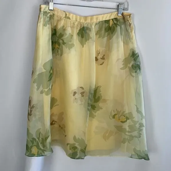 Escada Yellow Floral Print Skirt