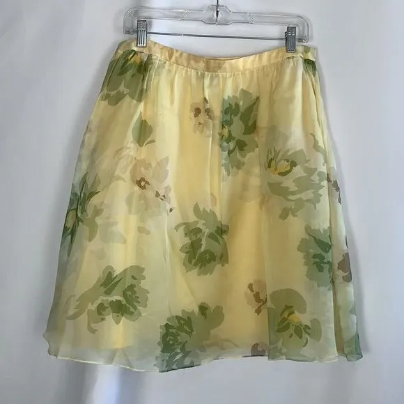 Escada Yellow Floral Print Skirt