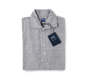 Fedeli Chest Pocket Polo in Knitted Piqué Heather Grey