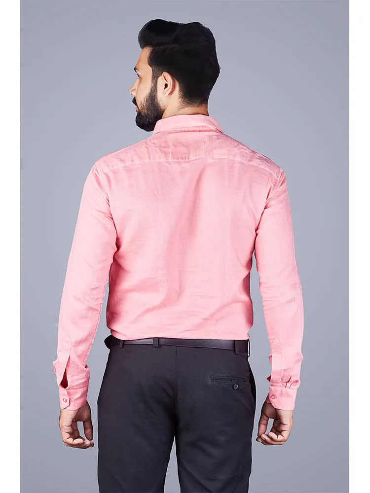 Formal Shirts for Men - Light Pink Solid Satin Formal Shirt