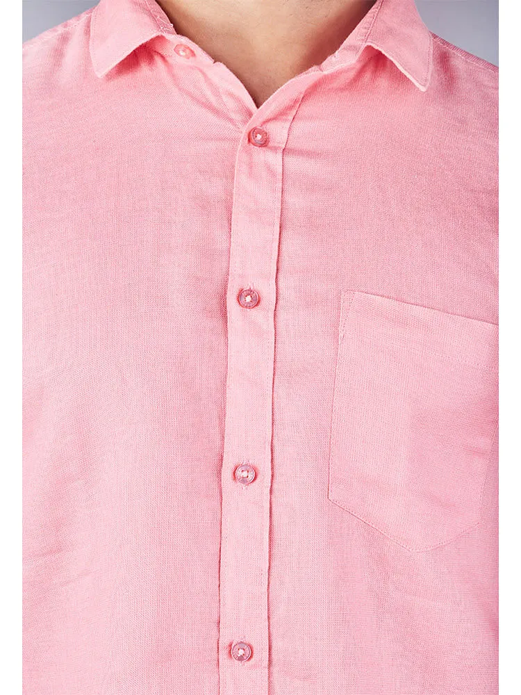 Formal Shirts for Men - Light Pink Solid Satin Formal Shirt