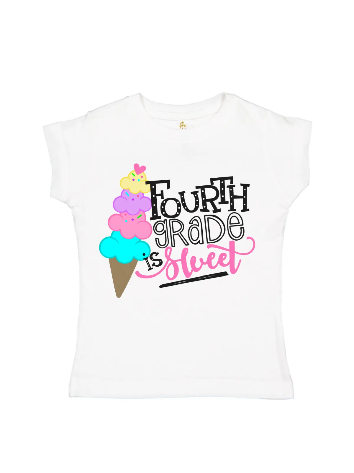 Fourth Grade is Sweet Girls Shirt - White, Black, Pink, & Blue