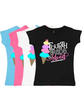 Fourth Grade is Sweet Girls Shirt - White, Black, Pink, & Blue