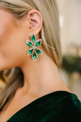 Glenda Emerald Green Rhinestone Earrings