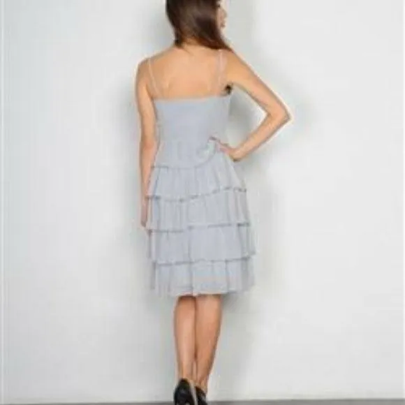 Grey spaghetti strap ruffle dress