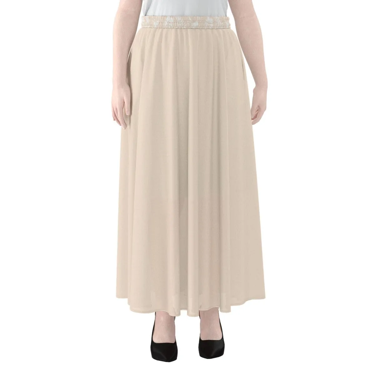 Hawaii Blush Solid - Women's Maxi Chiffon Skirts With Lining