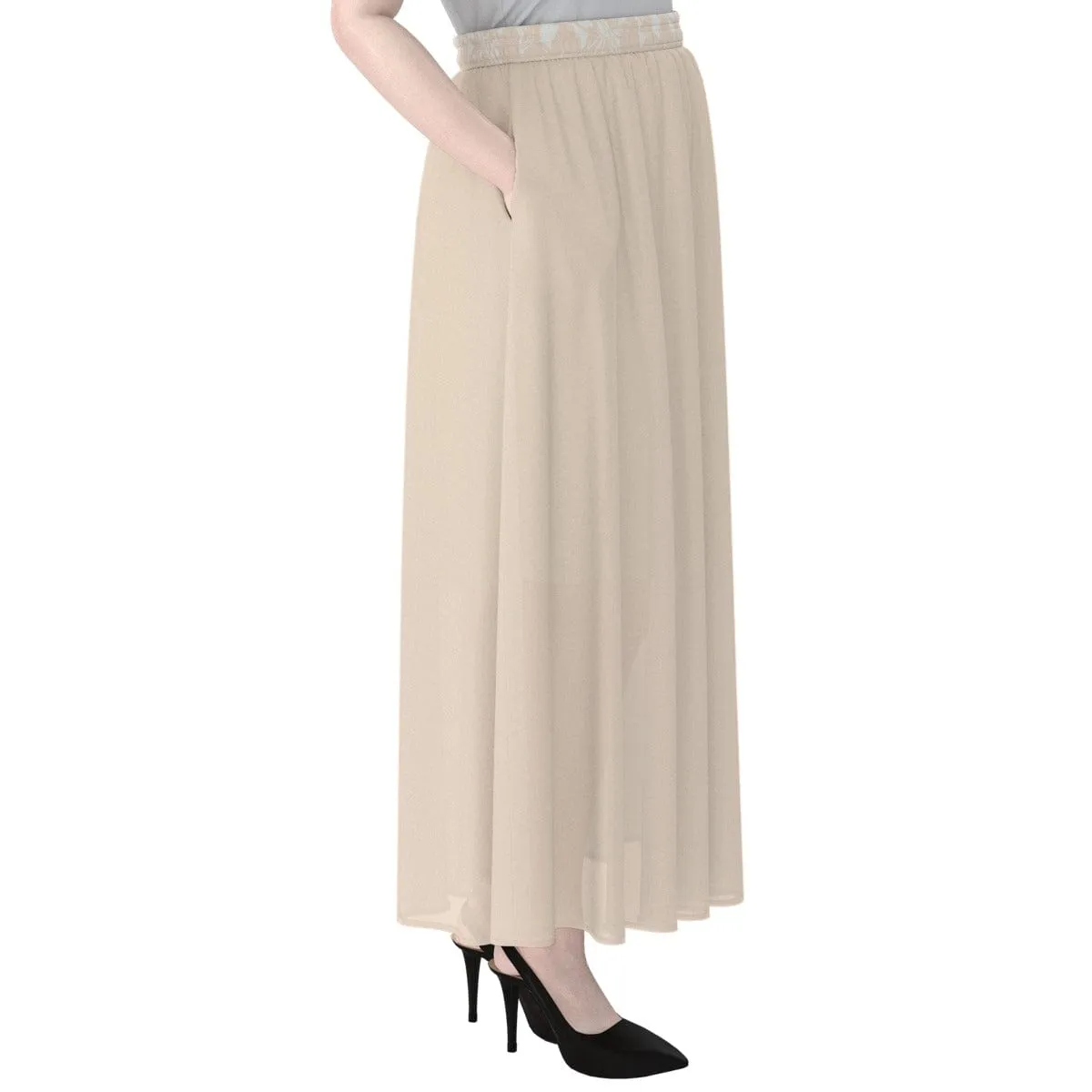 Hawaii Blush Solid - Women's Maxi Chiffon Skirts With Lining