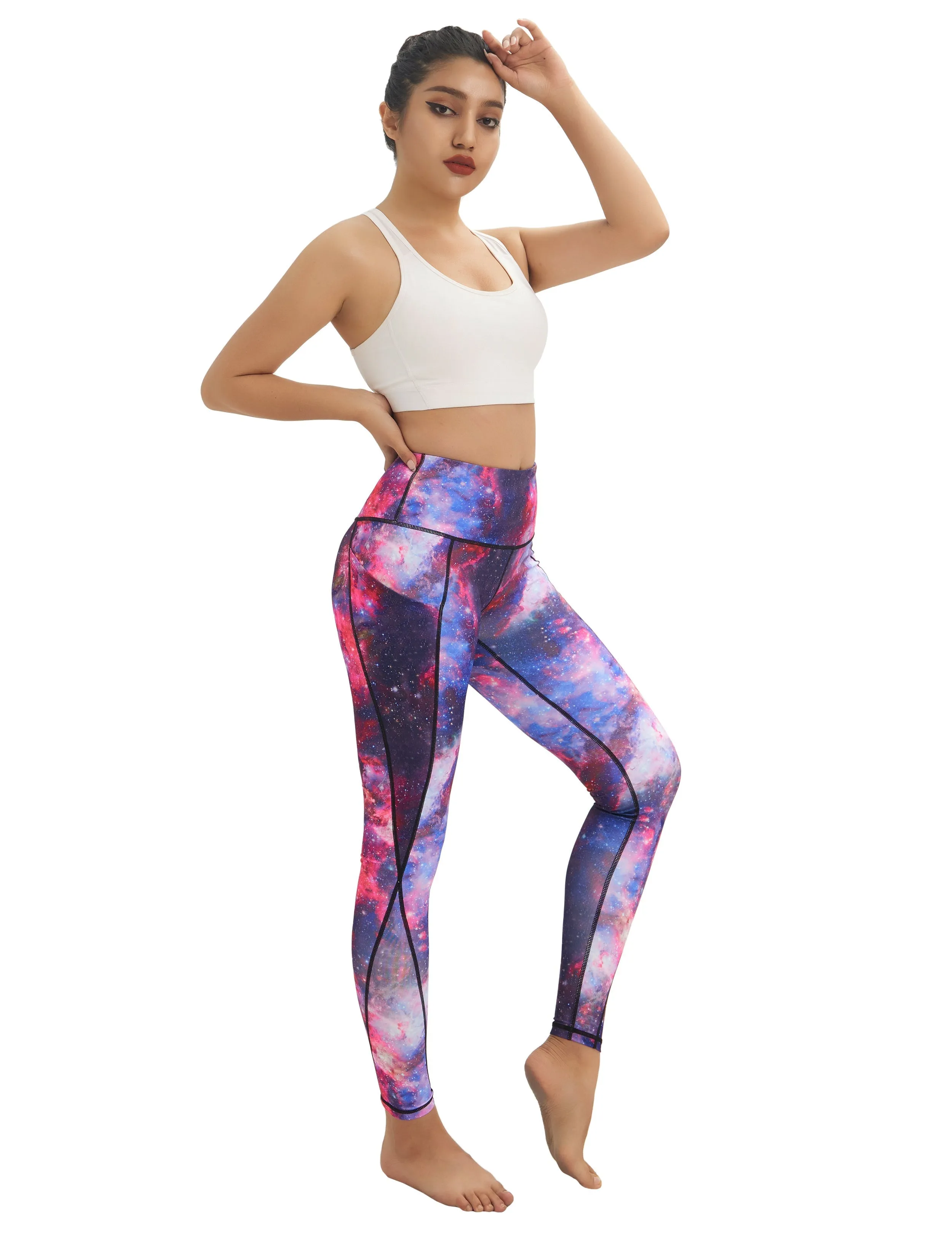 High Waist Side Pockets yogastudio Pants galaxy_yogastudio