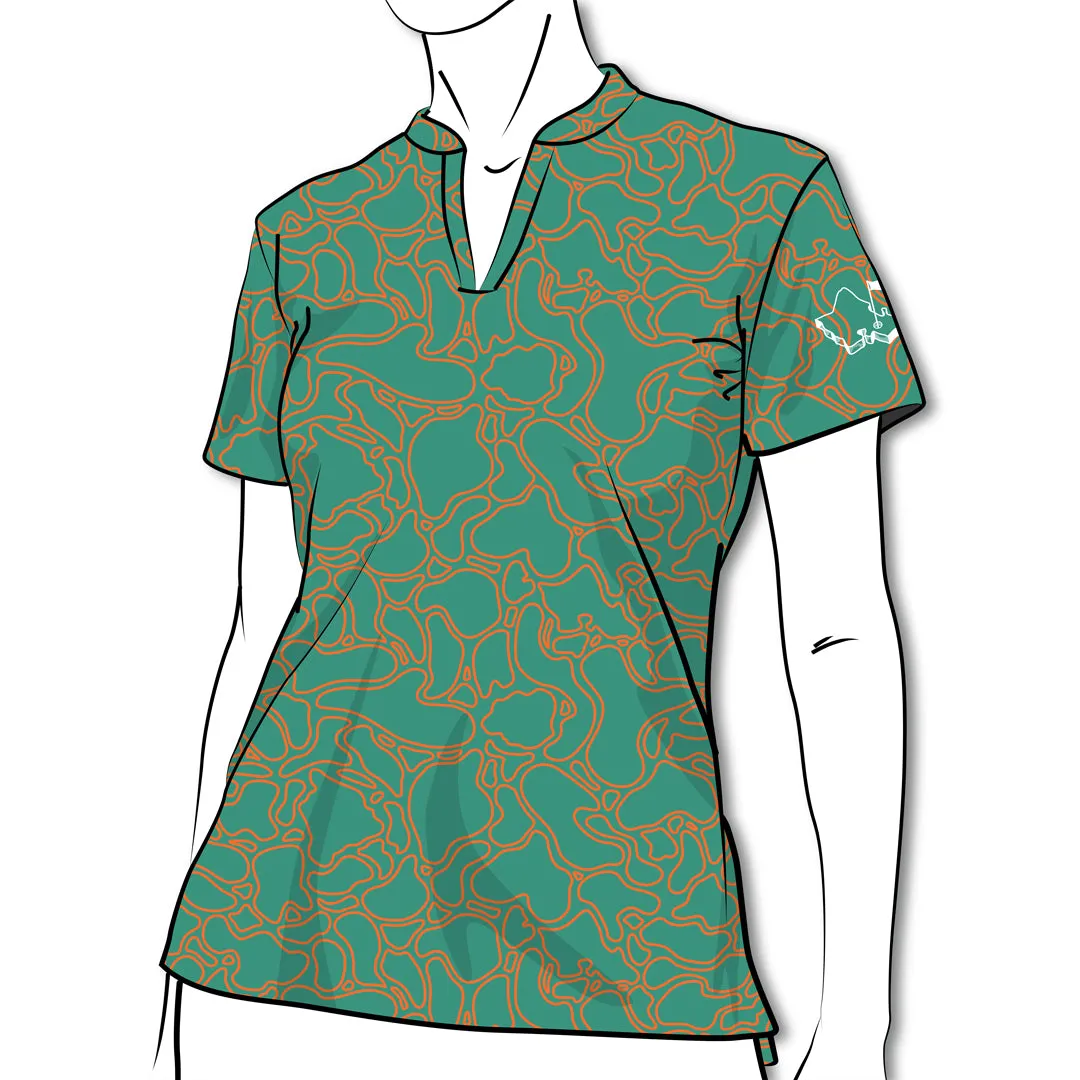 Island Coral - OGA Ladies Polo - Teal Rust