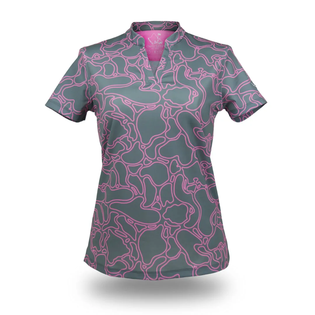 Island Coral Pink Metal - OGA Women's Polo - Gray / Pink