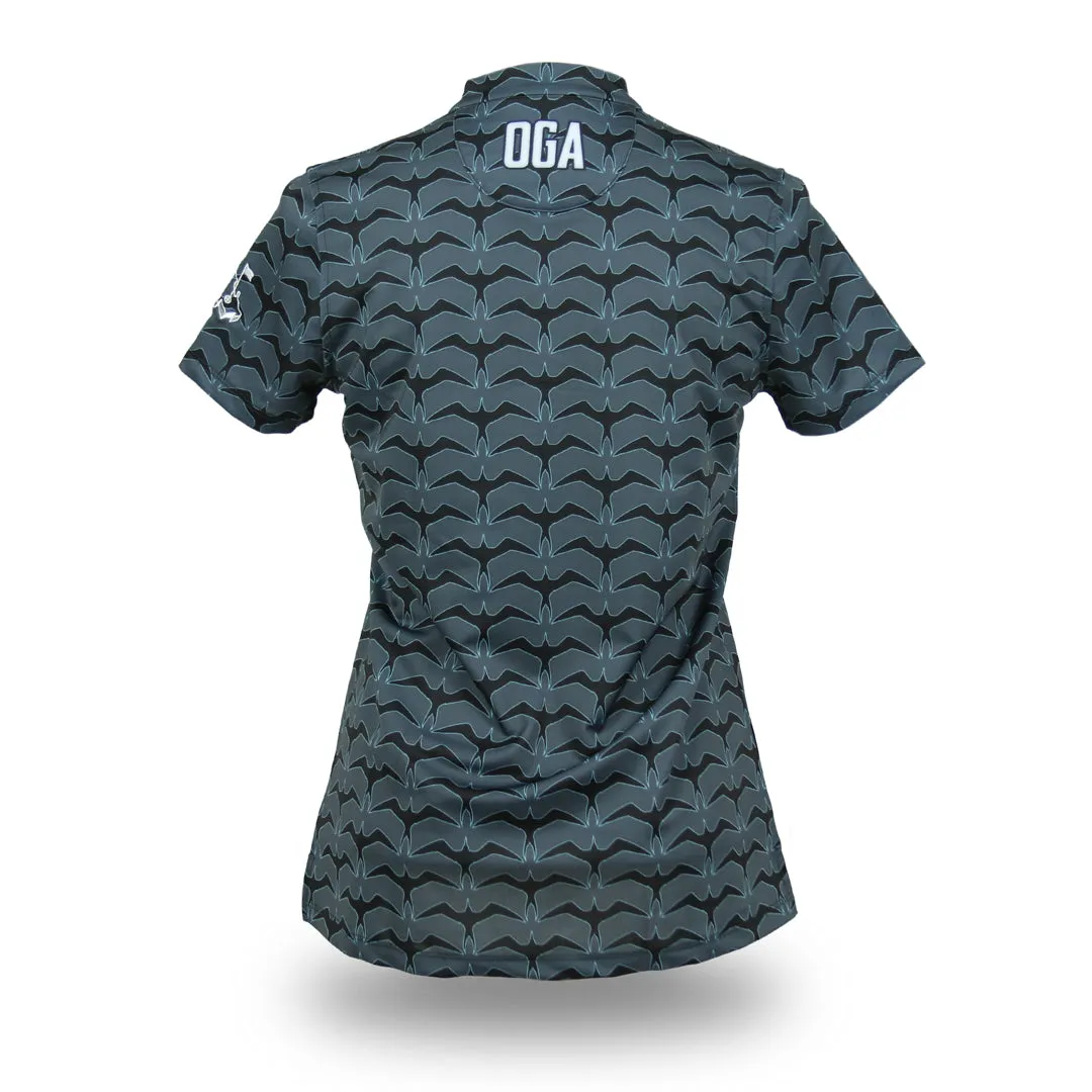 Iwa Flock Charcoal Sky - OGA Ladies Polo - Charcoal / Sky Blue