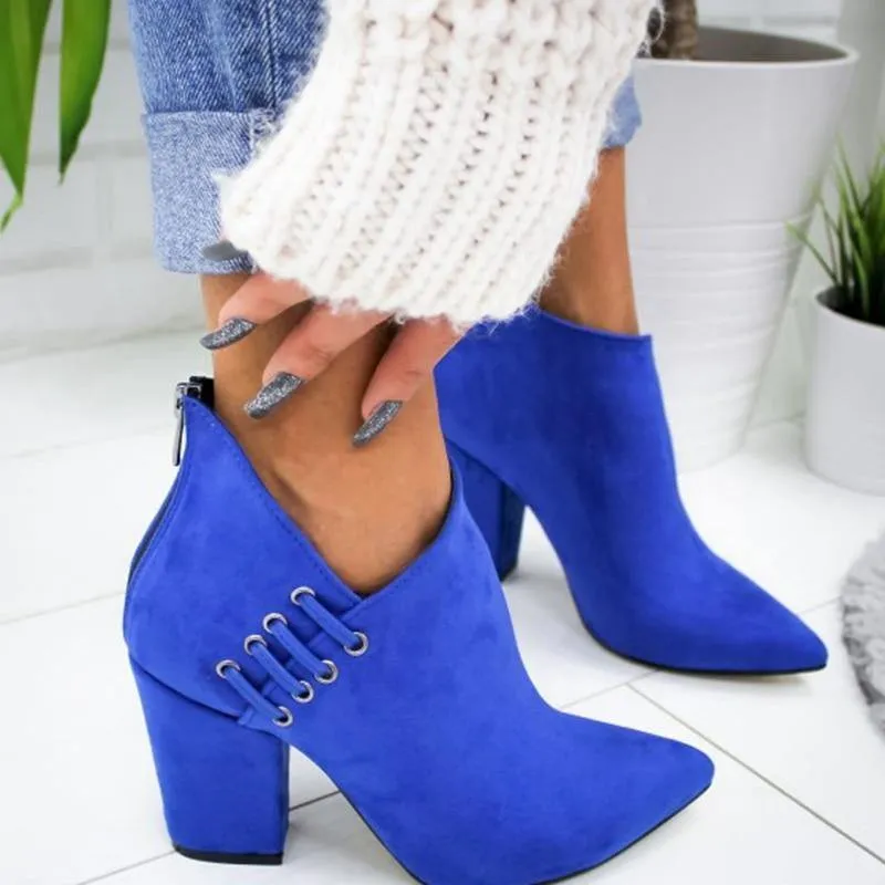 Lace Edge High-heel Pointed Toe Boots