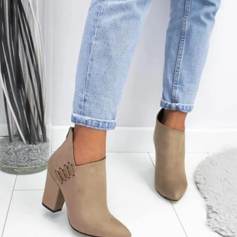 Lace Edge High-heel Pointed Toe Boots