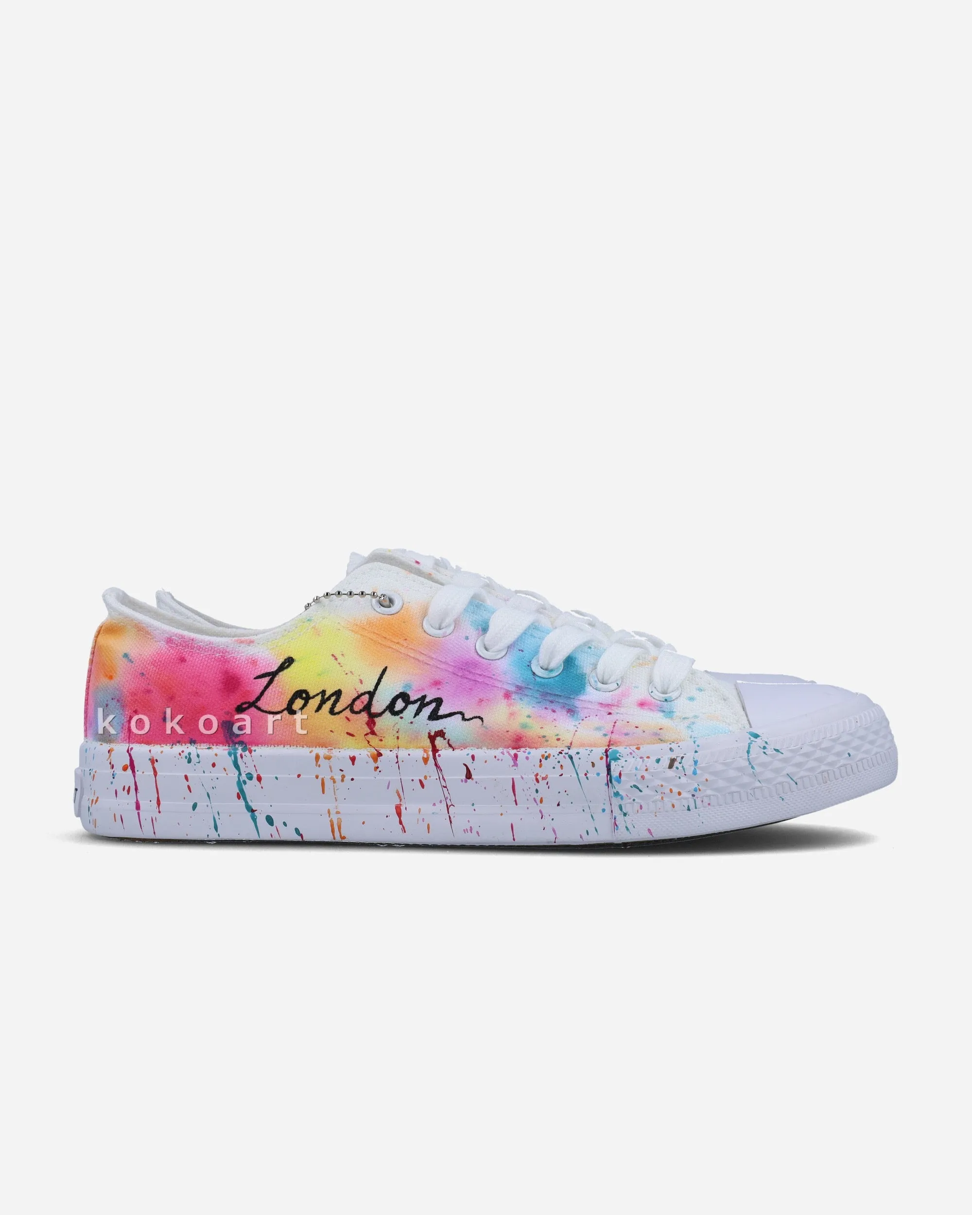 London Skyline Watercolour and Splatters Hand Painted Shoes