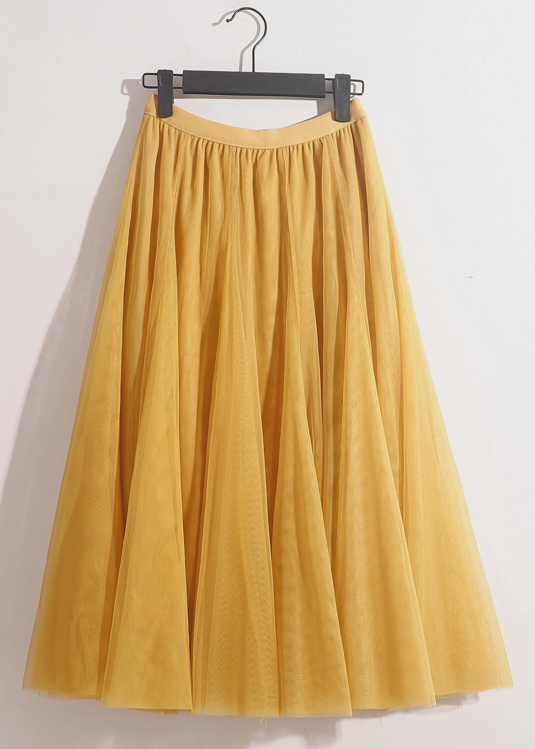 Loose Grey Solid Elastic Waist Tulle Skirts Summer AS1008