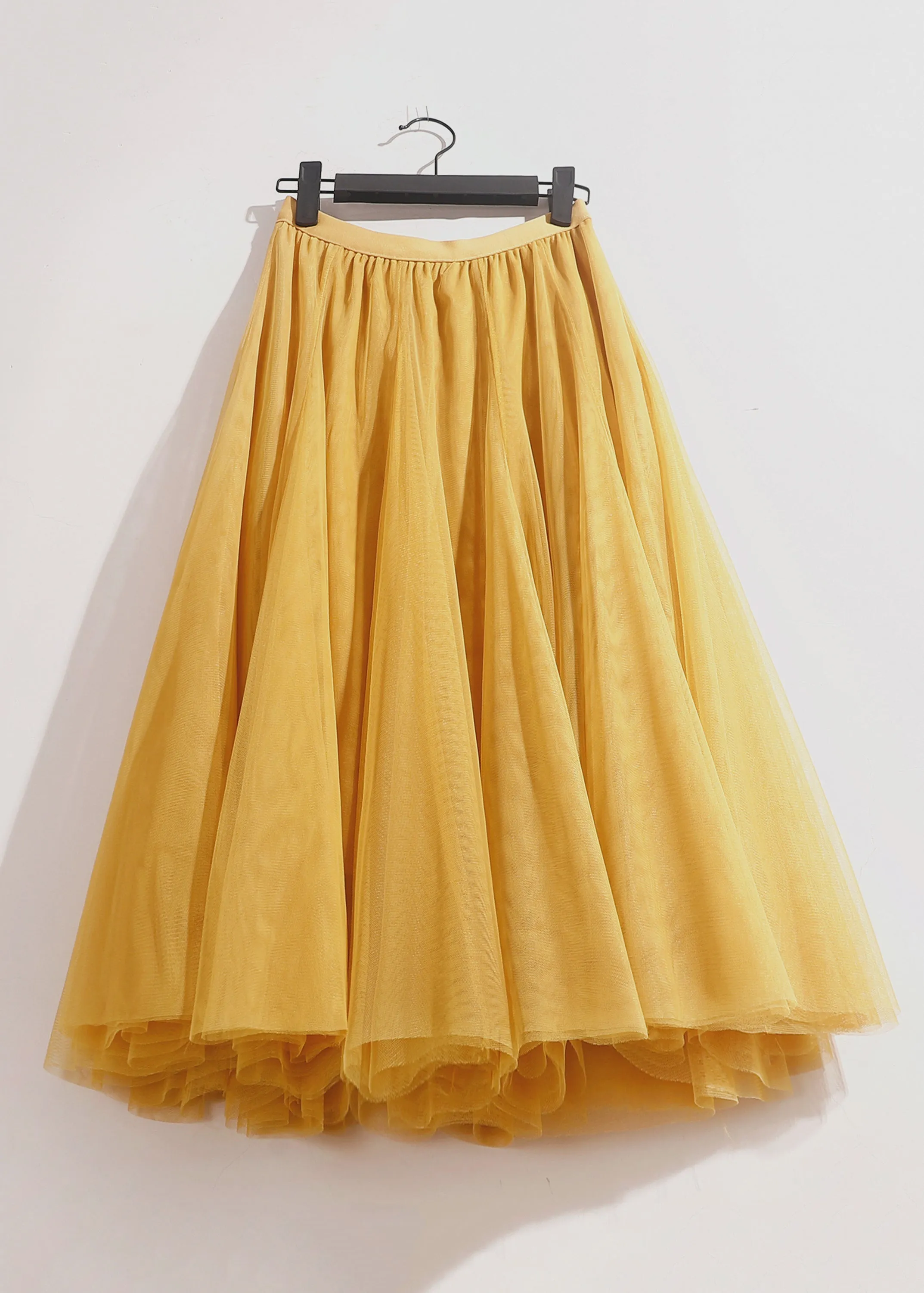 Loose Grey Solid Elastic Waist Tulle Skirts Summer AS1008