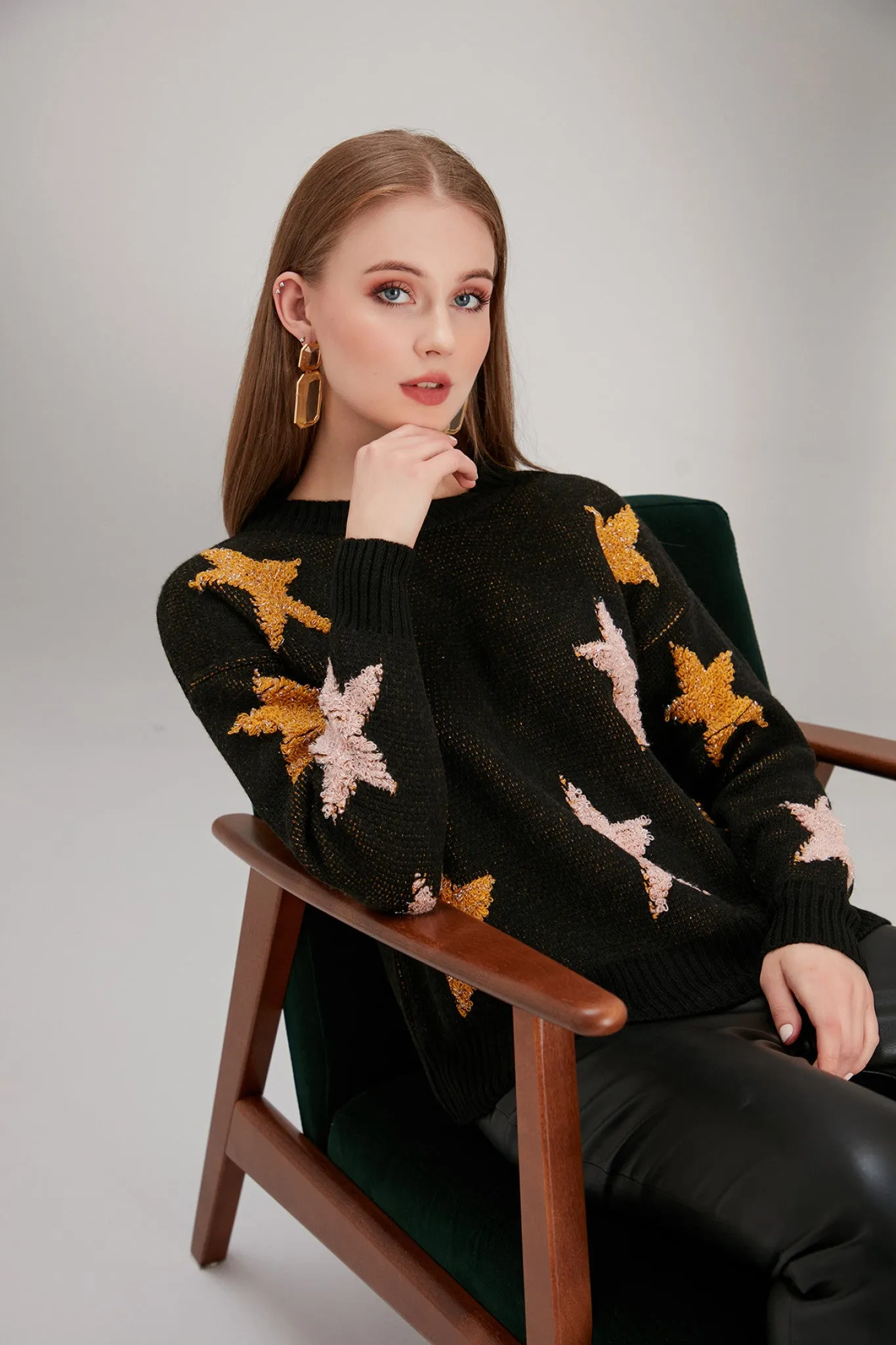 Love And Joy London Colourful Star Jumper In Black