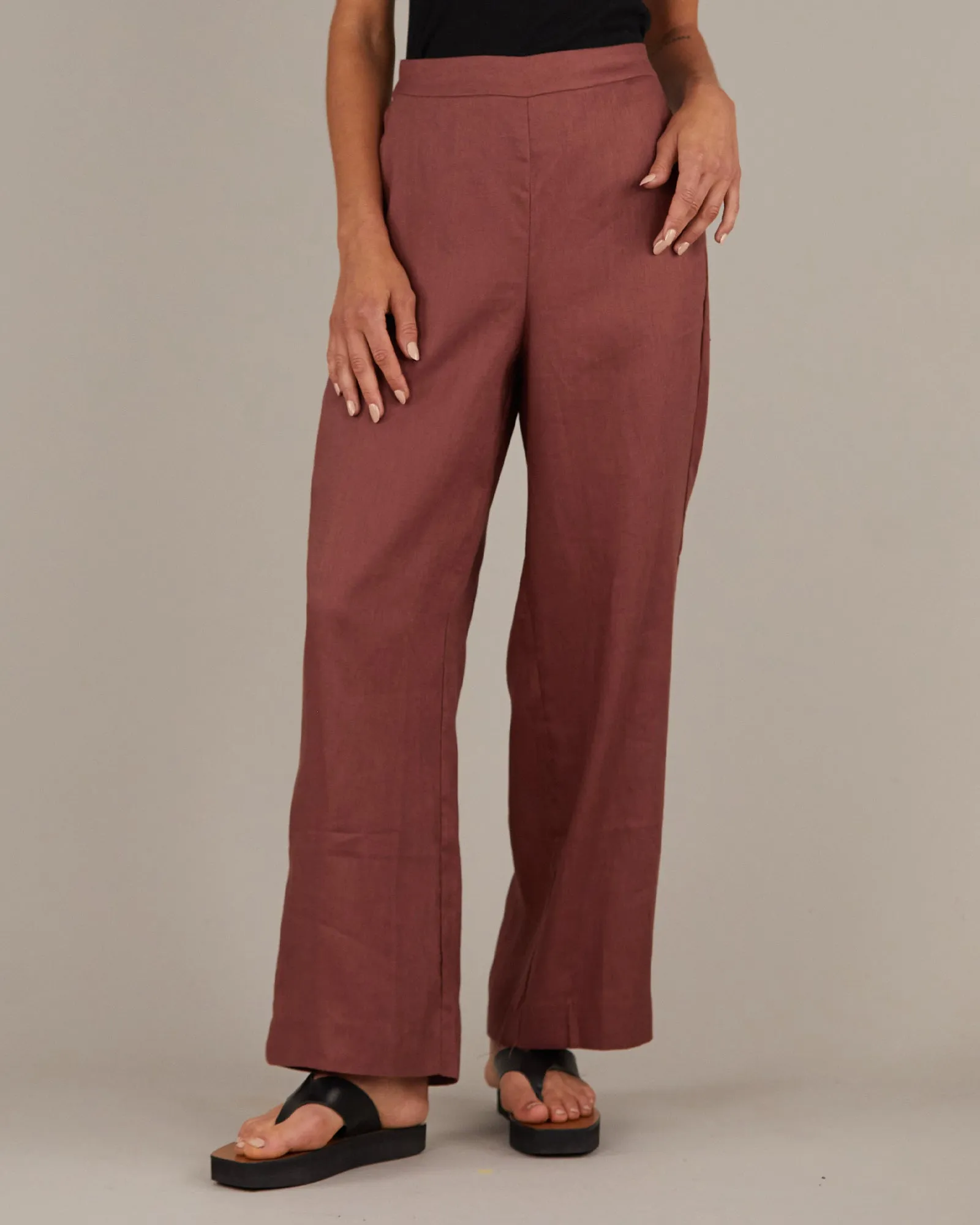 Mabel Linen Pant - Auburn