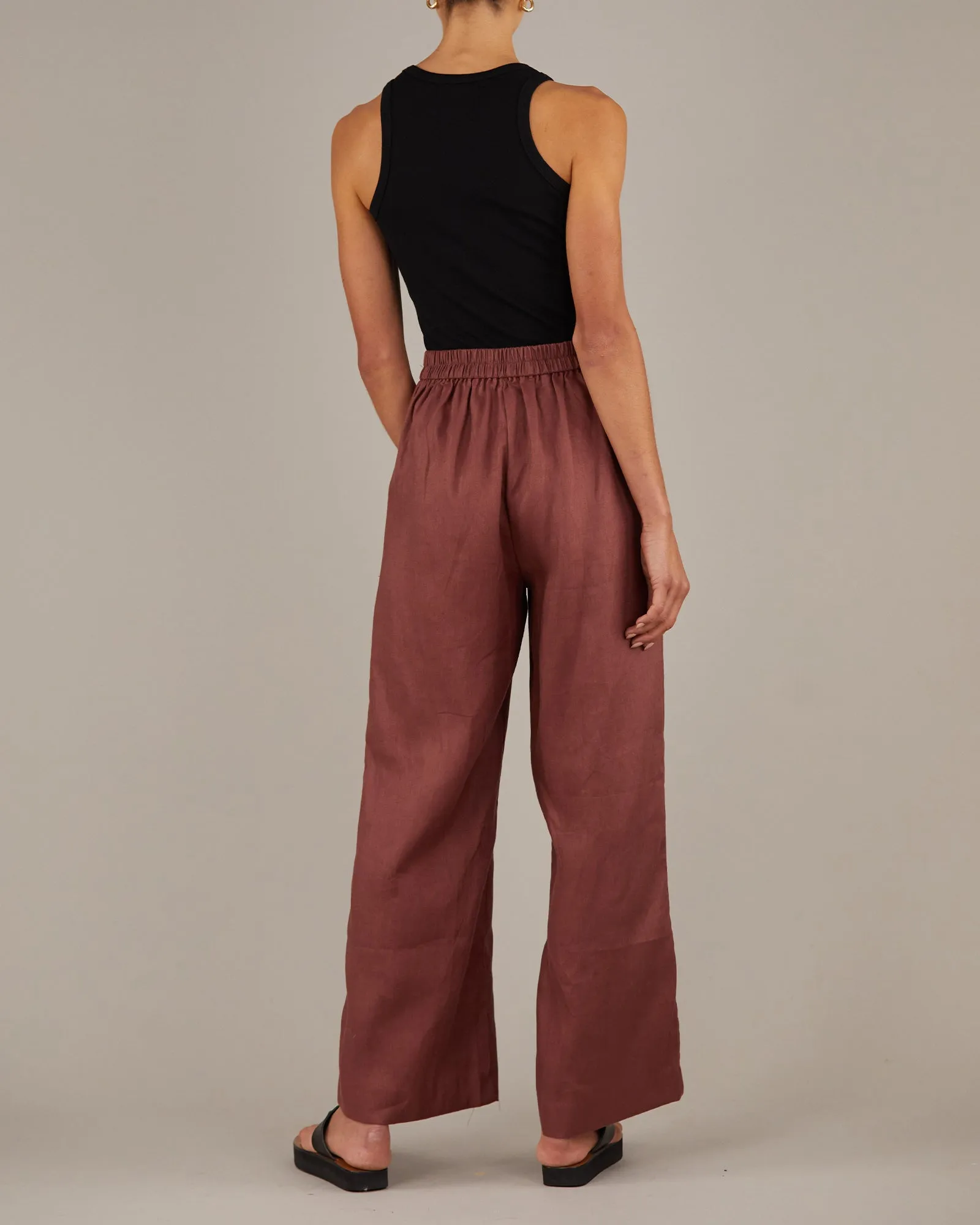 Mabel Linen Pant - Auburn