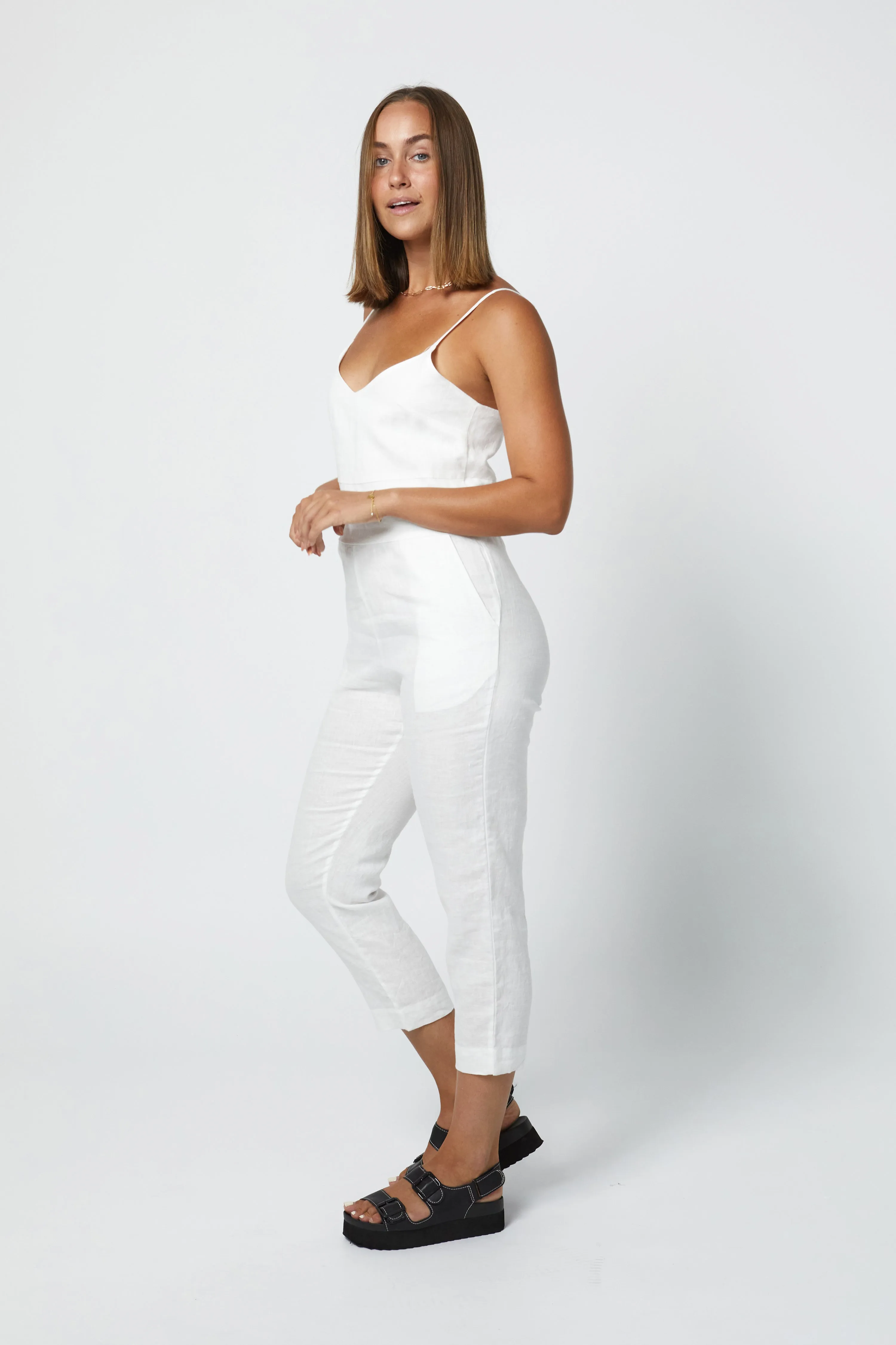 MARLEY LINEN JUMPSUIT - WHITE