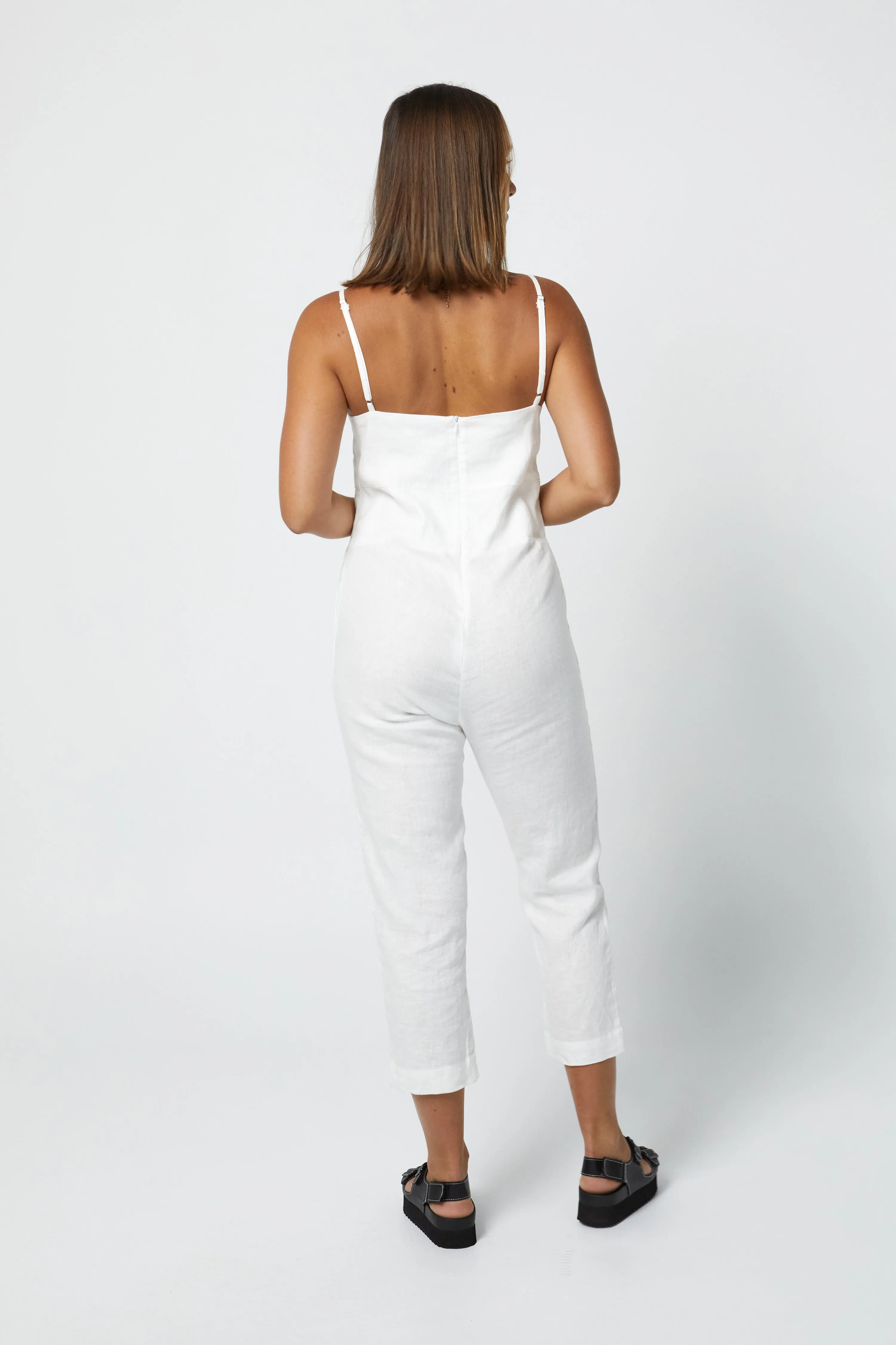 MARLEY LINEN JUMPSUIT - WHITE