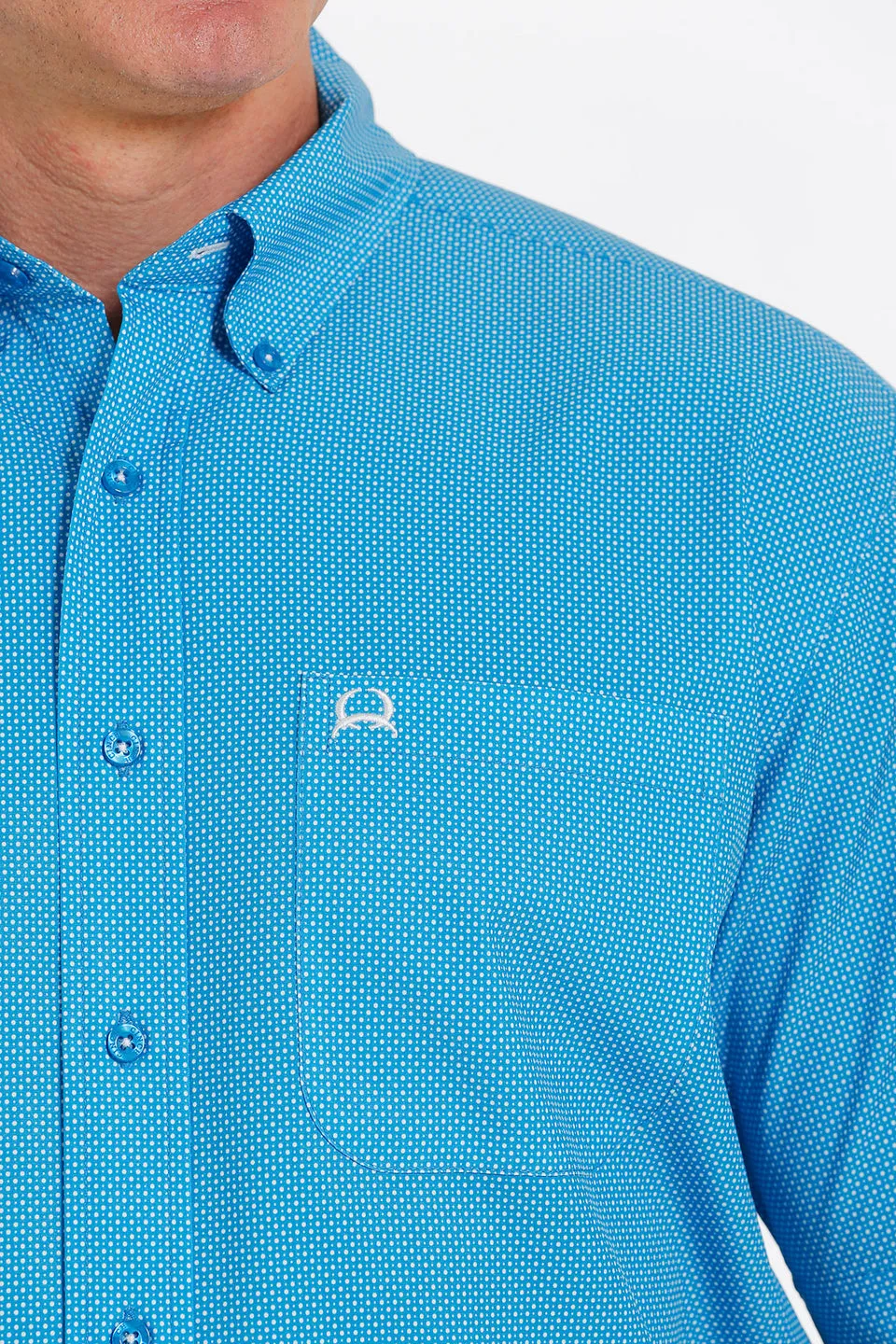 Men's Cinch Arena Flex Print Button Down Short Sleeve-Blue