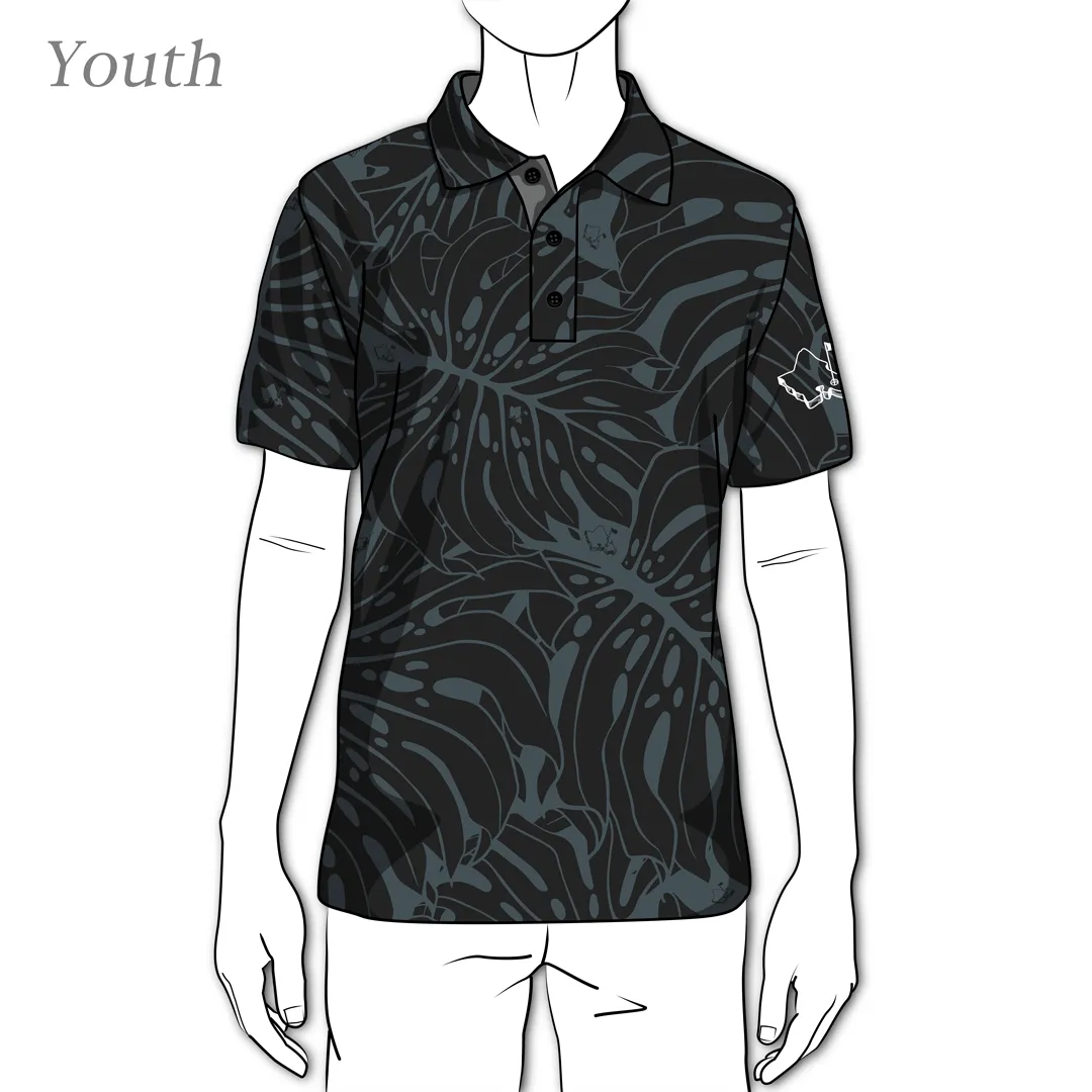 Monstera 2.0 Obsidian Black - OGA Youth Polo - Black