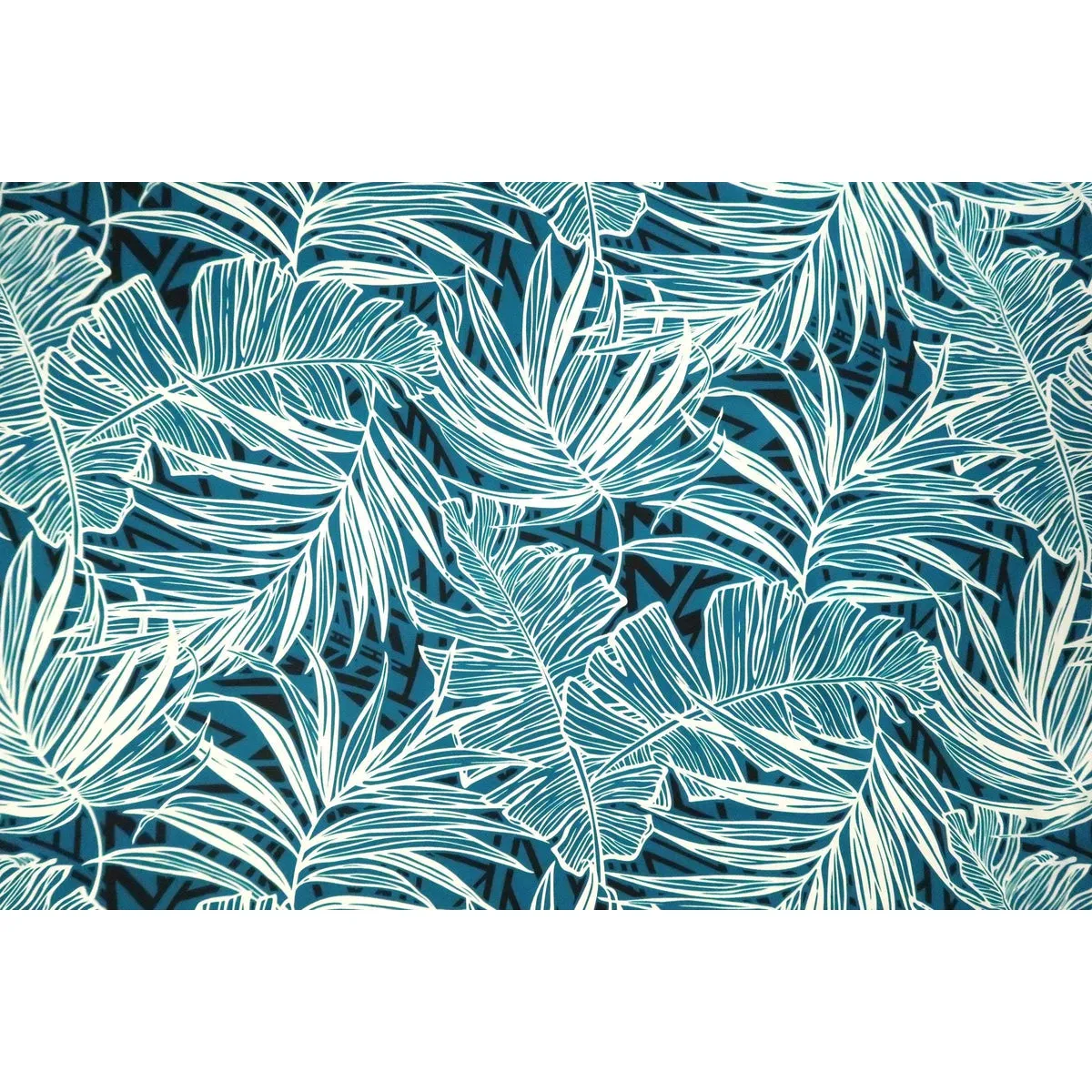 Palm & Banana Leaf Poly-Cotton Hawaiian Fabric-Teal PC145G