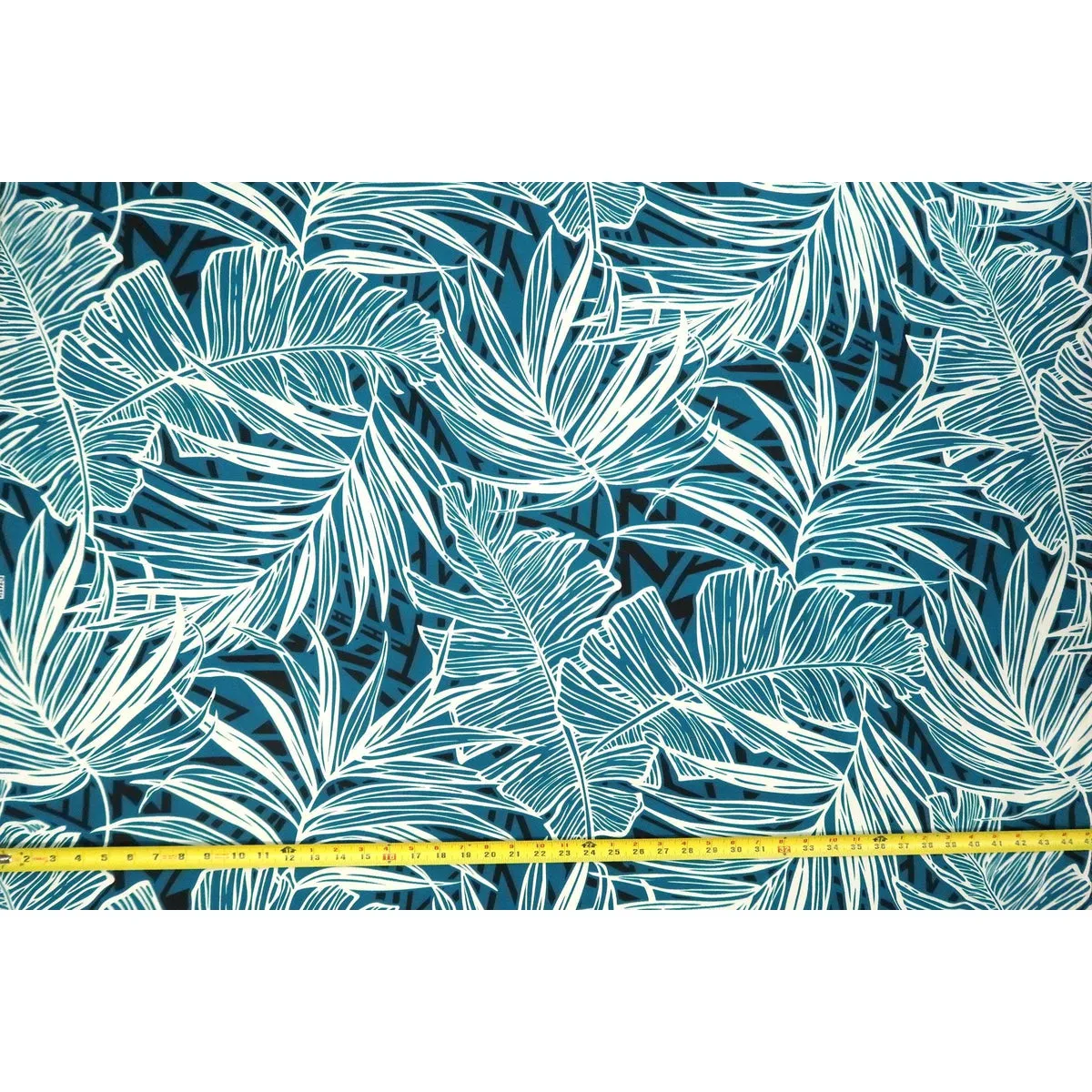 Palm & Banana Leaf Poly-Cotton Hawaiian Fabric-Teal PC145G