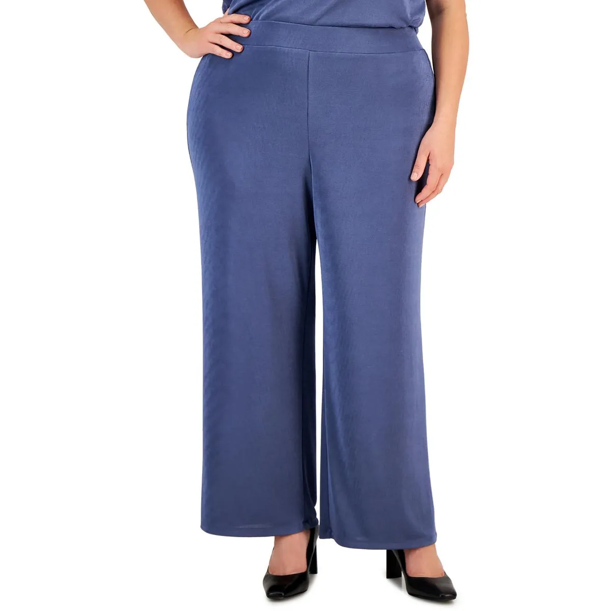 Plus Womens Shimmer Polyester Wide Leg Pants