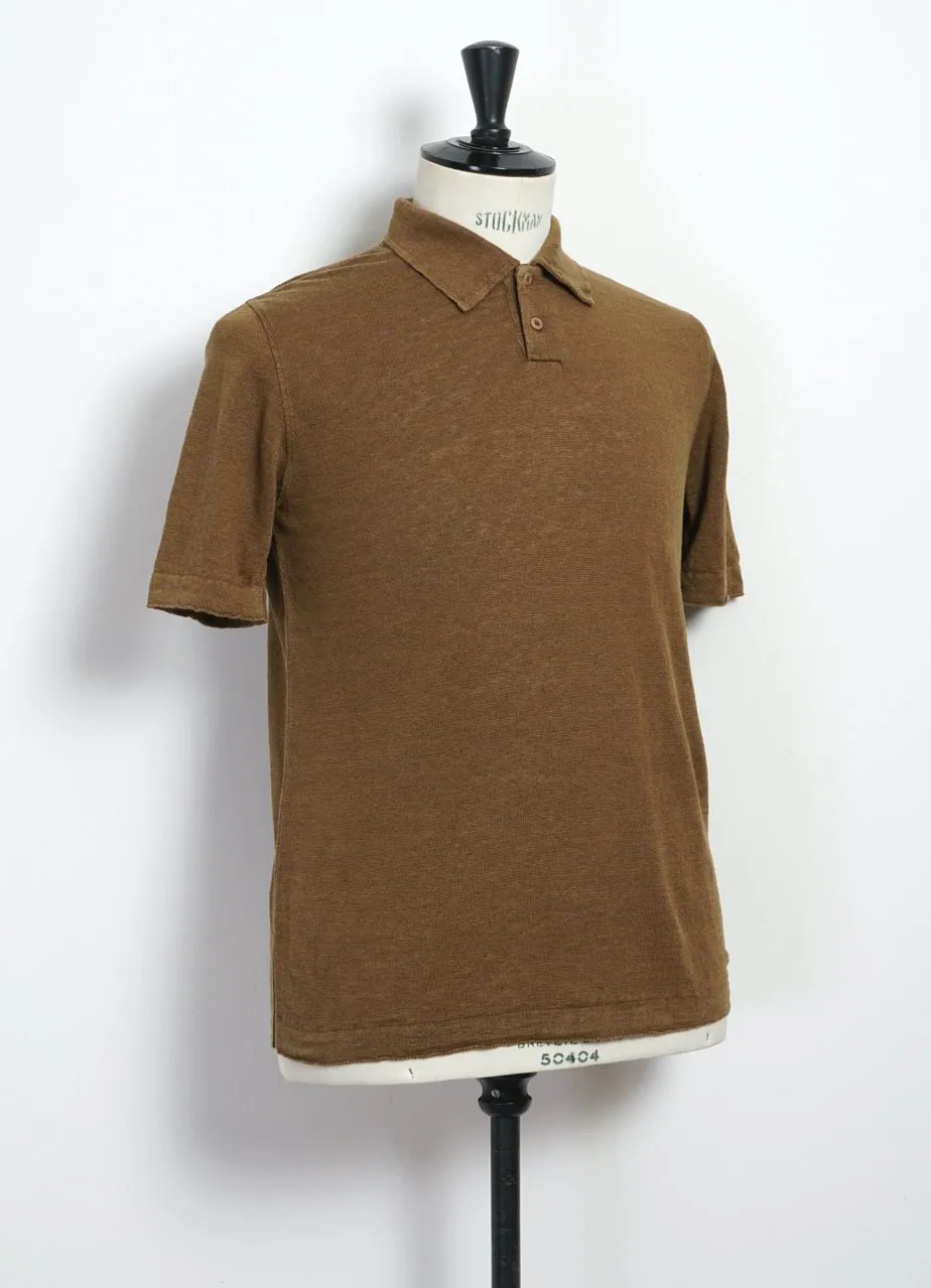 POLO | Short Sleeve 2-Button Polo | Tobacco