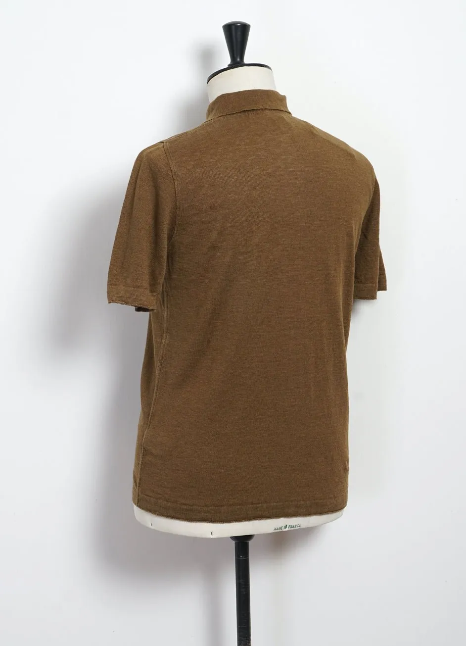 POLO | Short Sleeve 2-Button Polo | Tobacco