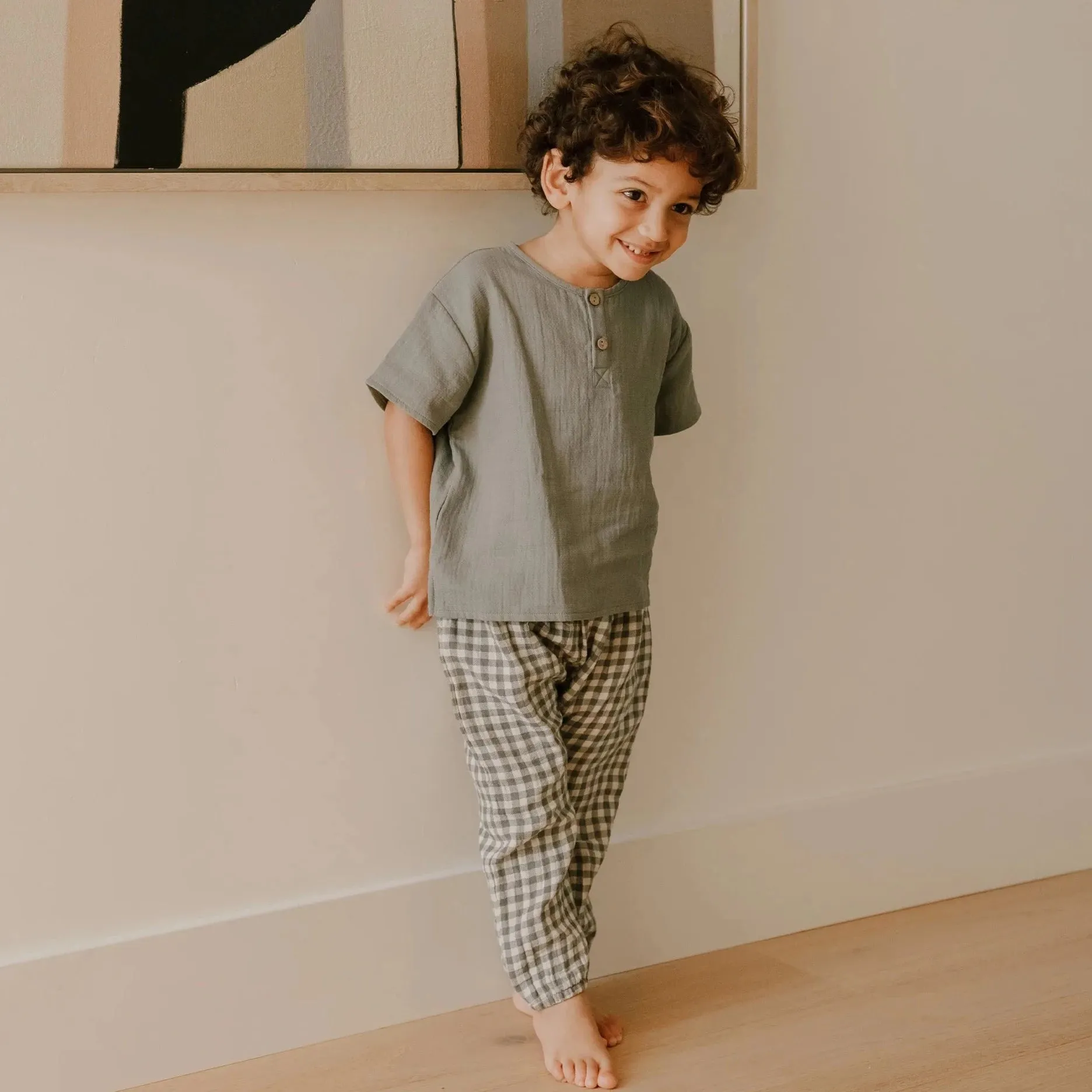 Quincy Mae Baby Woven Pants _Green QM042-P1219