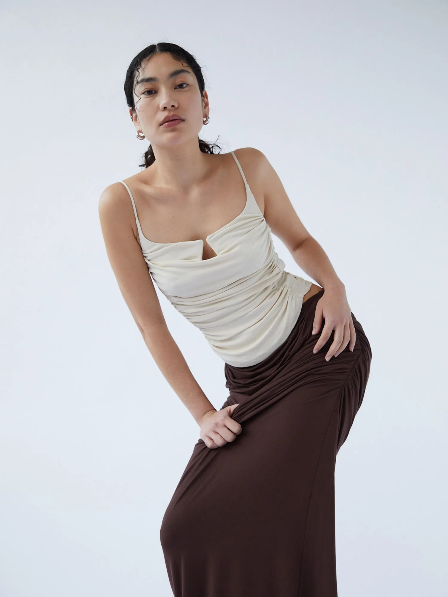 Raffy Draped Skirt | Cocoa