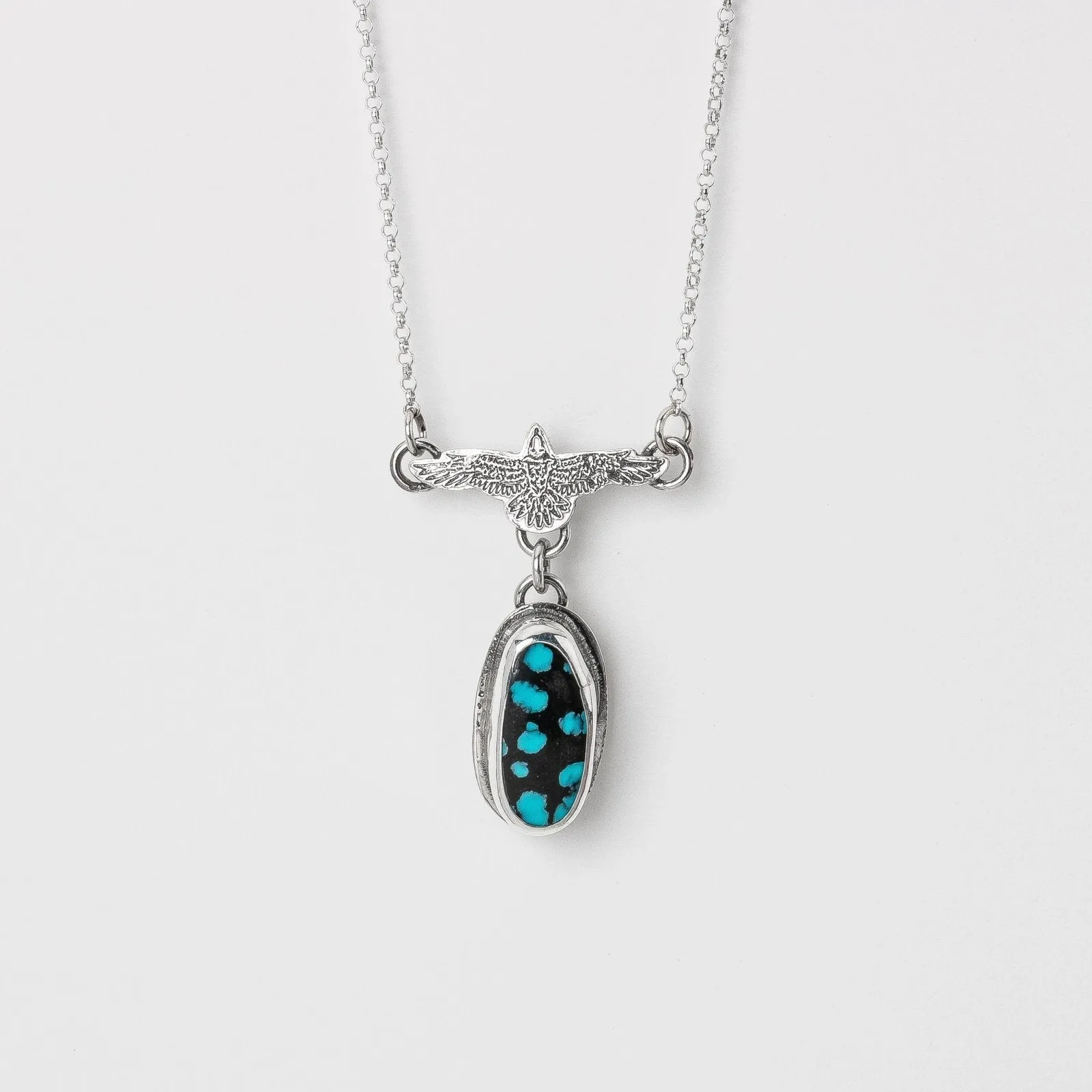 Raven Necklace With Cloud Mountain Turquoise